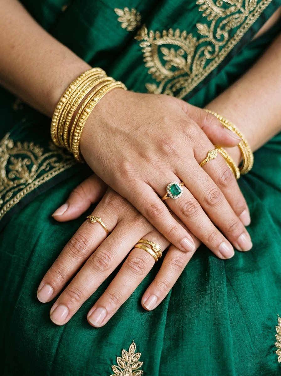 Bride wearing traditional 22K gold kundan bridal jewellery
